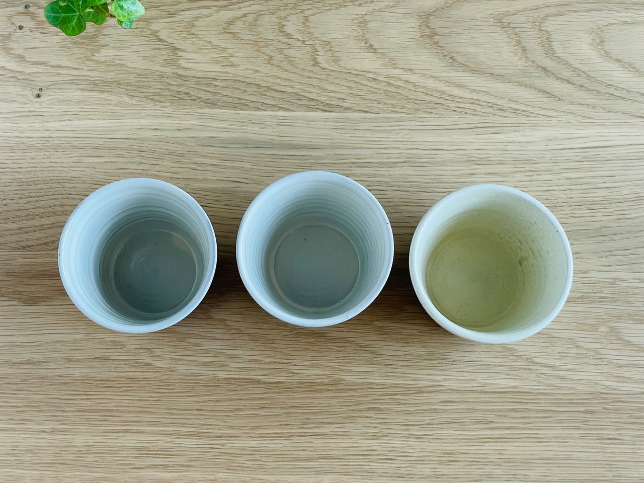 小石原焼　カネハ窯　蕎麦猪口　フリーカップ　灰釉　とびかんな　①［23-407］