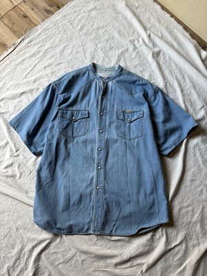 “WRANGLER” Band collar denim shirt