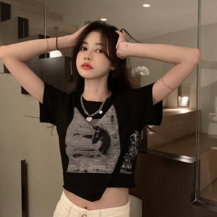 ショート 大人ガーリー スウィート キュート カジュアル Tシャツ ドラファッションホール36307658589