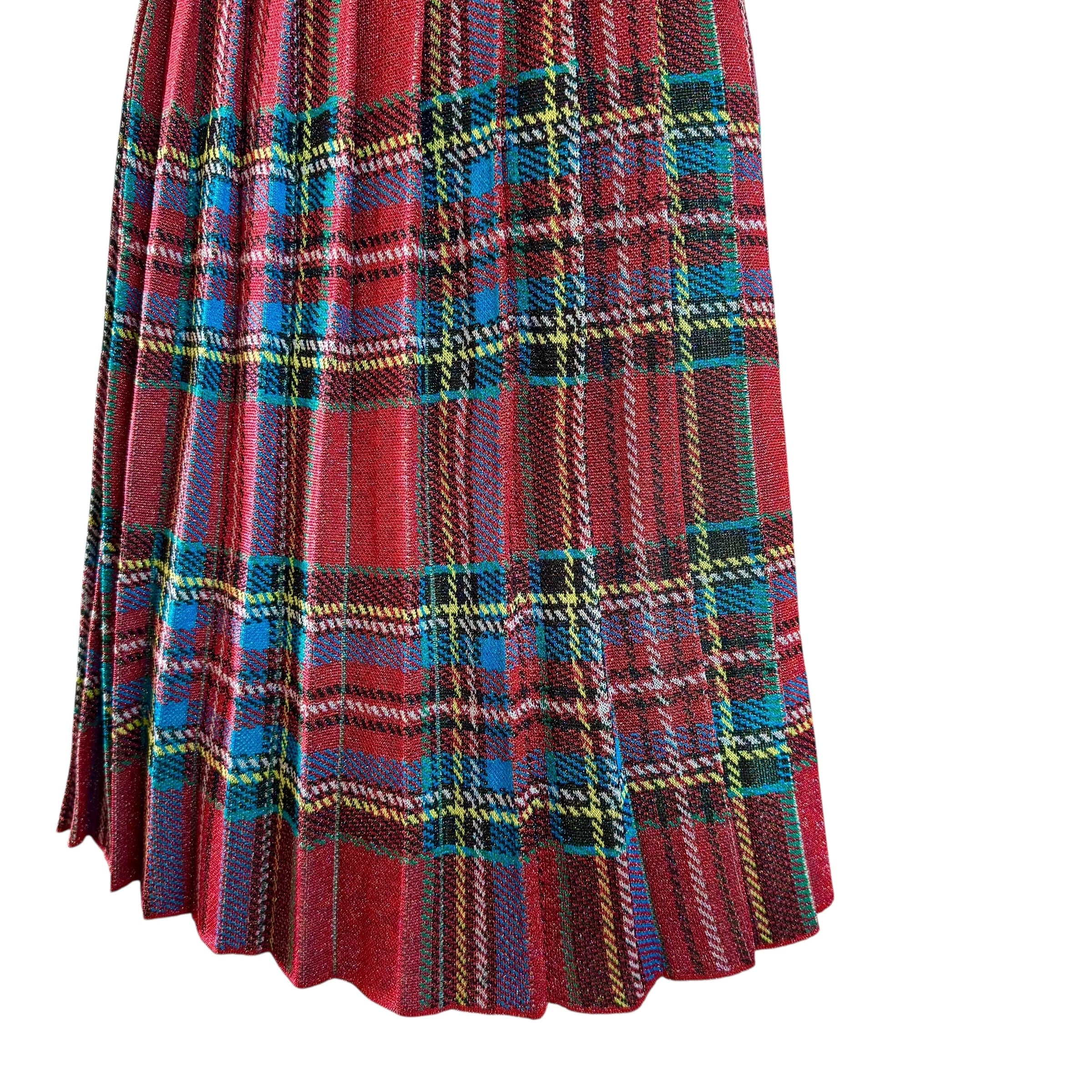 ラメニットプリーツチェックスカート RED | HEIHEI