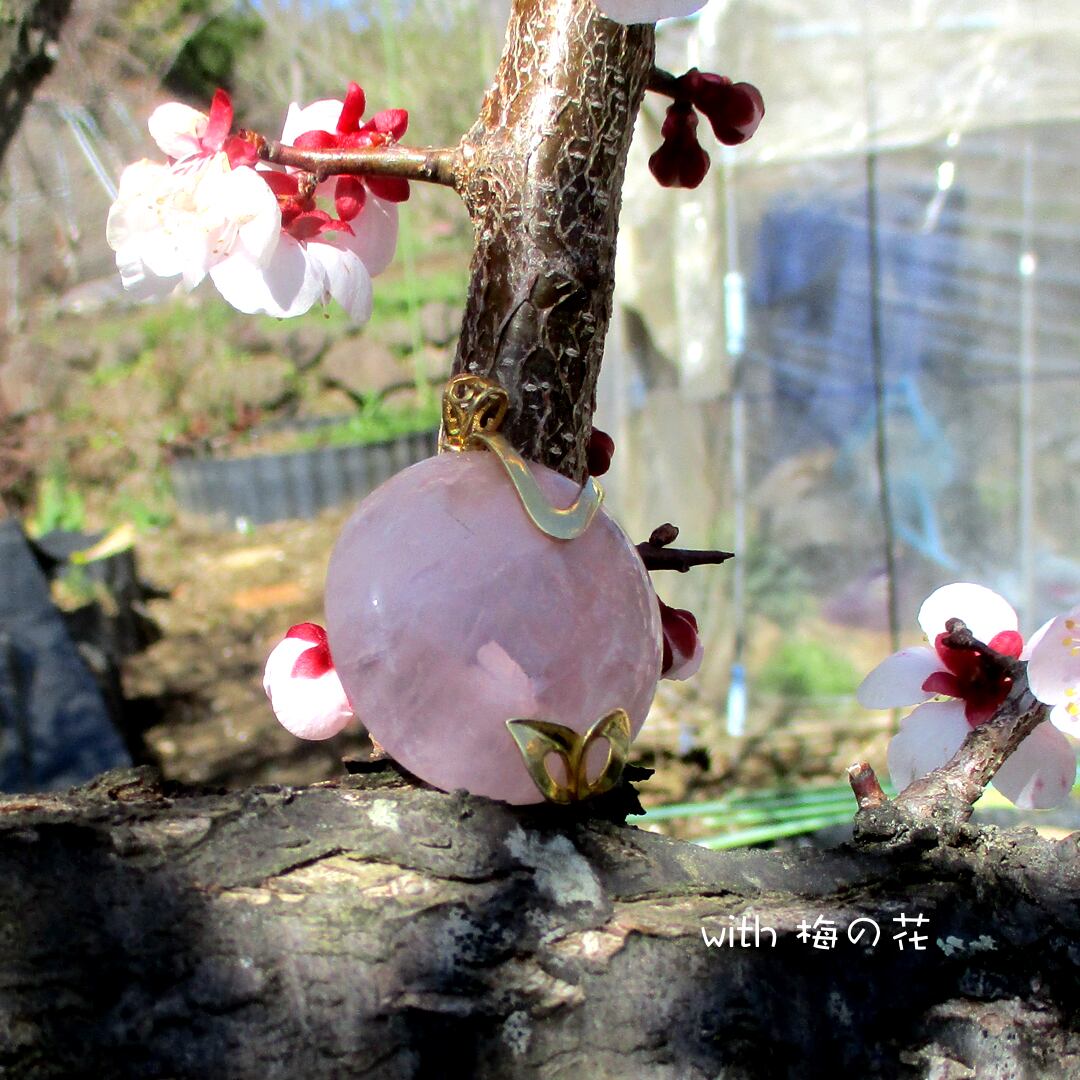 *Happy Spring SALE!!50%OFF* ローズクォーツ BIG満月 ペンダント【14Kgf】＊優しいピンクの春天使　愛とハートの石＊