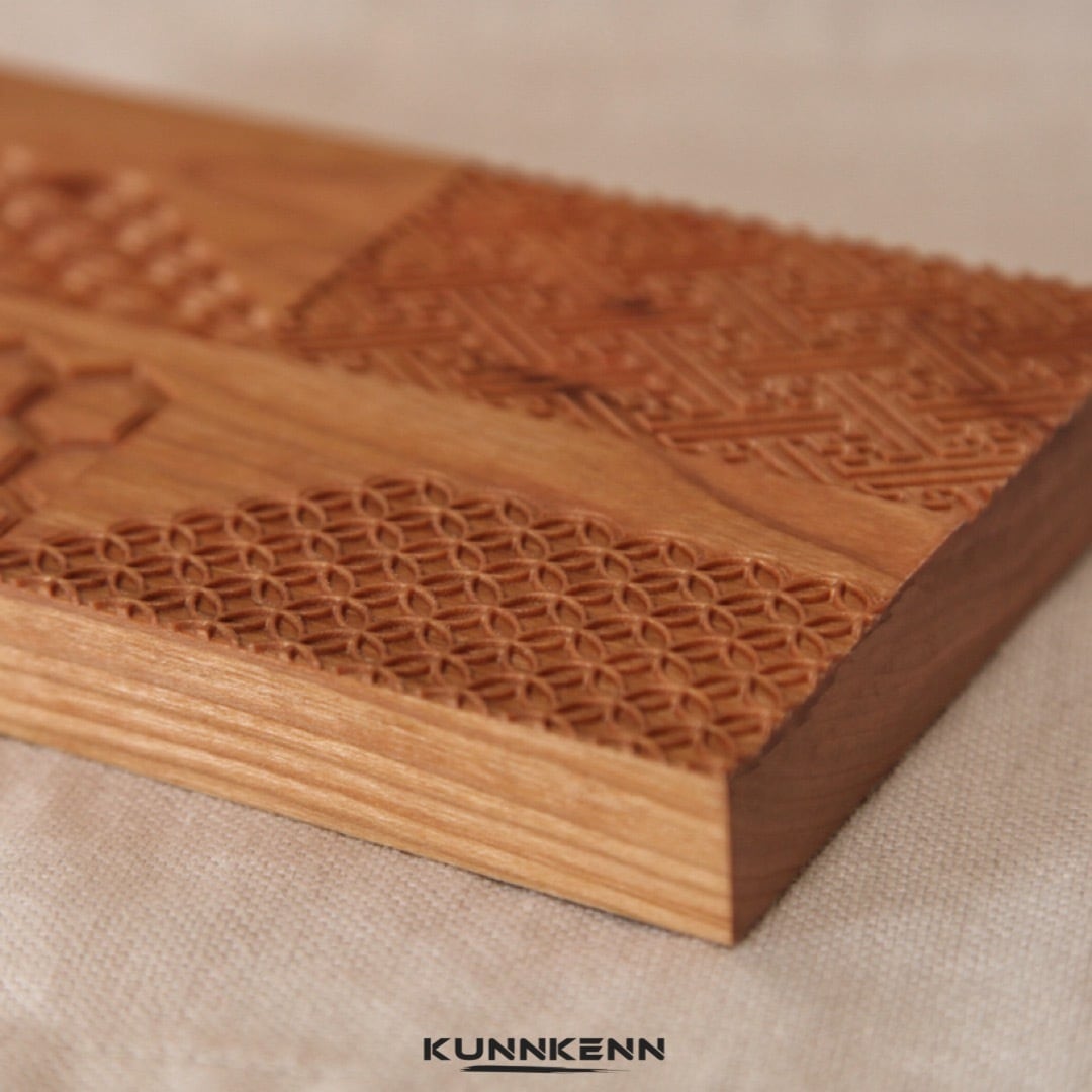 KUNNKENN 練り切り 道具 和菓子道具・ 木製 菓子型 4種類の木彫 青海波 KUNNKENN 練り切り 道具 和菓子道具・ 木製 菓子型 4種類の木彫 青海波