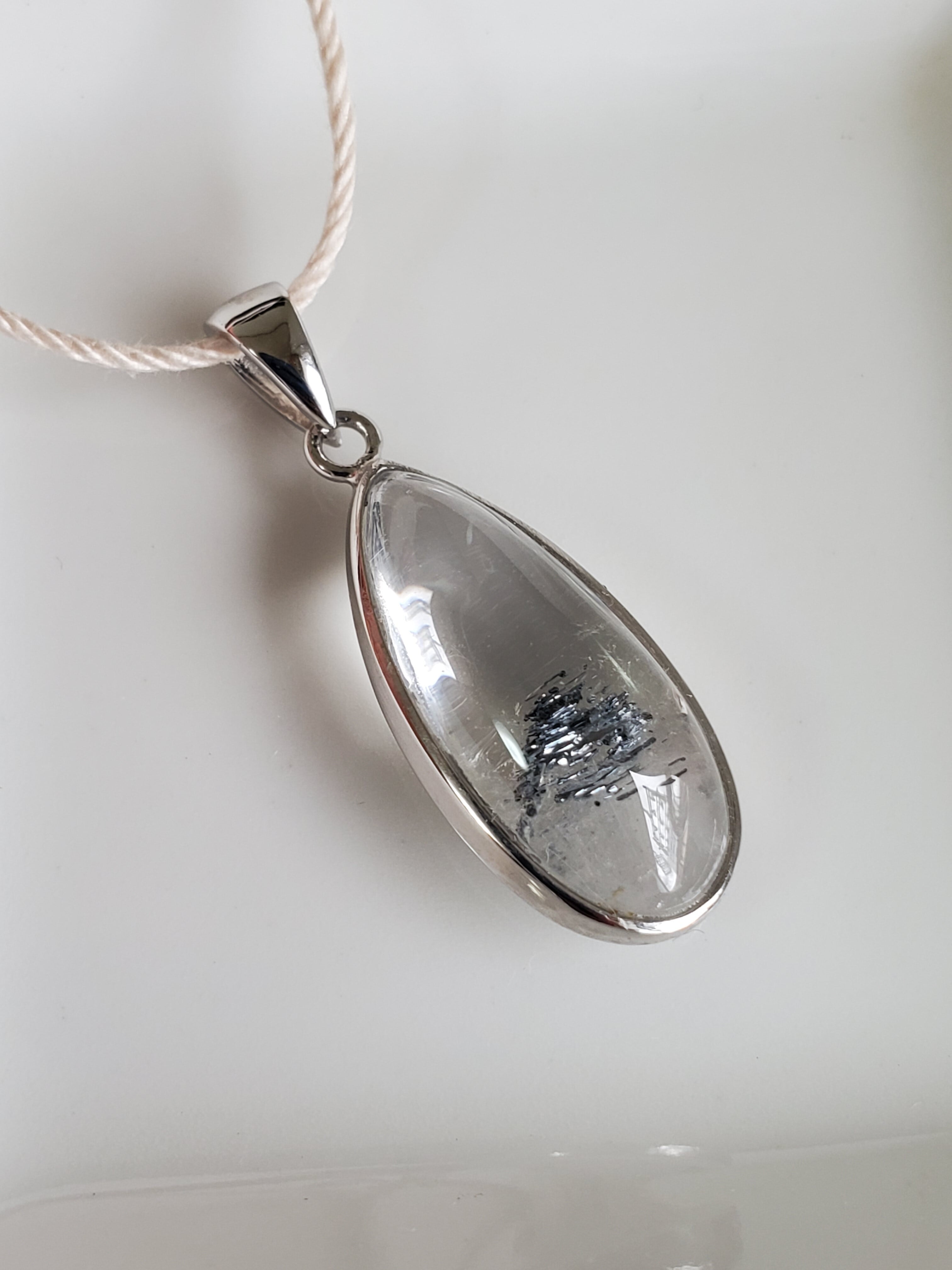 グラファイトinクオーツ 925silver ペンダントトップ 天然石