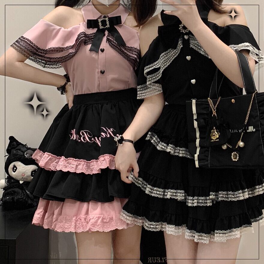 ゆめかわ 水玉 ミニスカート ピンク ガーリー 甘め ロリィタ服