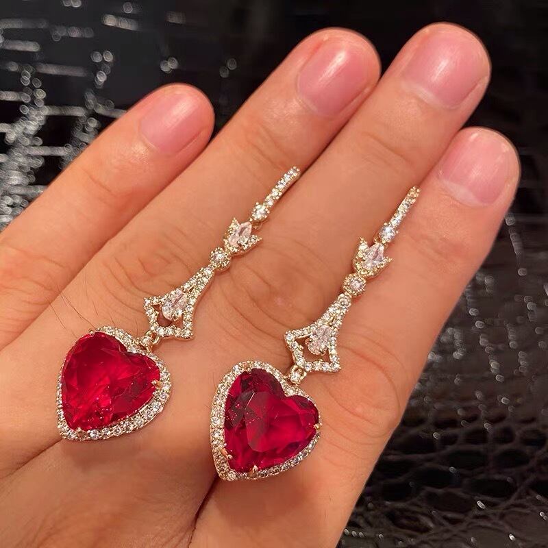 ピアス　ハート　フロッキー　赤　リボン　ビジュー　パール　バレンタイン　結婚式 ピアス ハート ゆらゆら 赤 ピアス 花柄 フラワー ネックレス