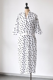 80's mood square dot shirt dress