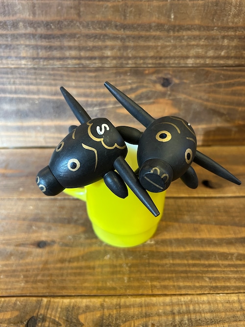 Vintage Bulls Head Salt& Pepper/ソルト&ペッパー 雄牛 木製 ビンテージ