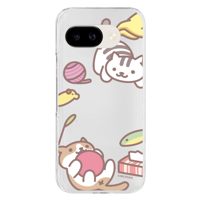 【Google Pixel 8】【ねこあつめ（ボールあそび）】スマホケース クリアタイプ