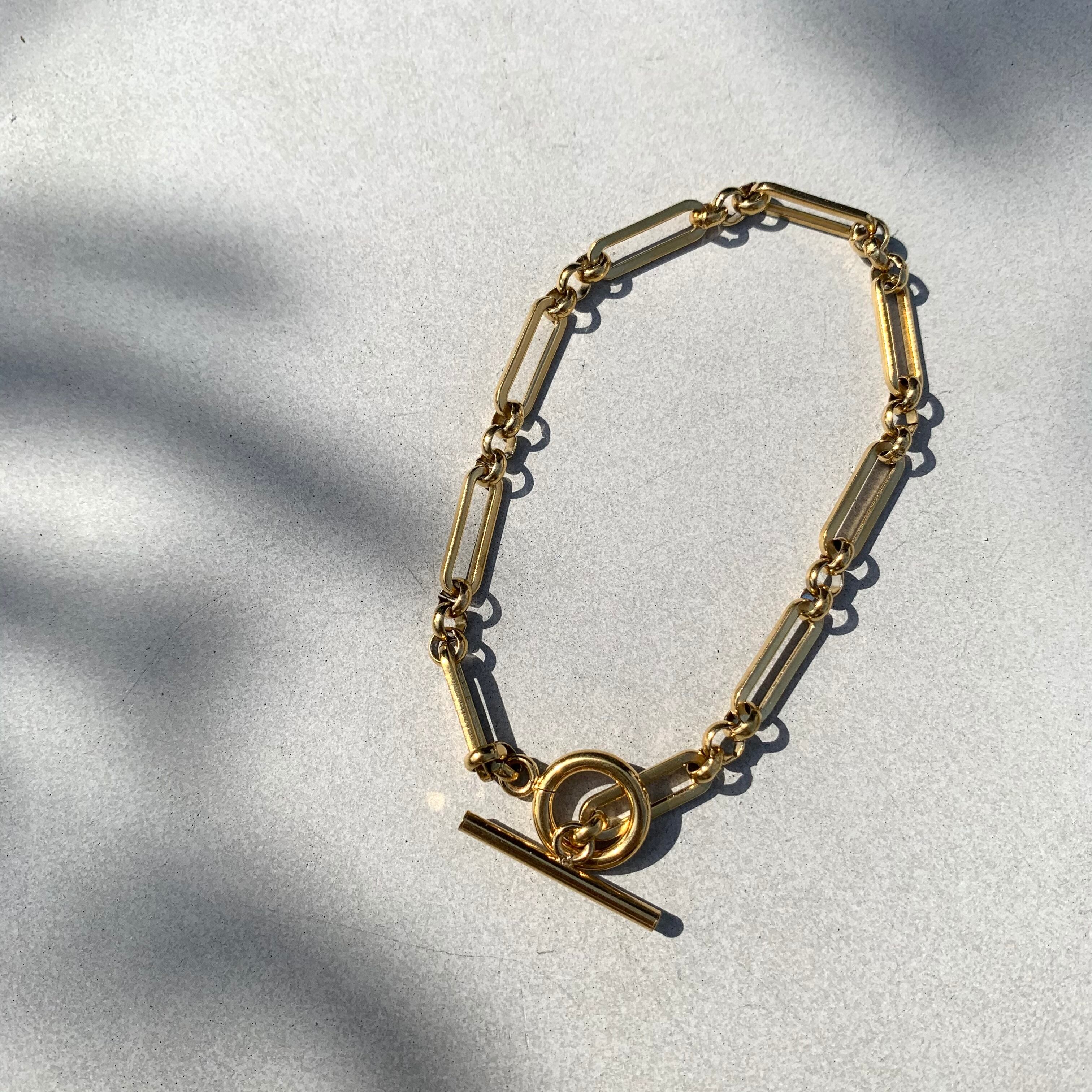 <stainless> Figaro gold  bracelet