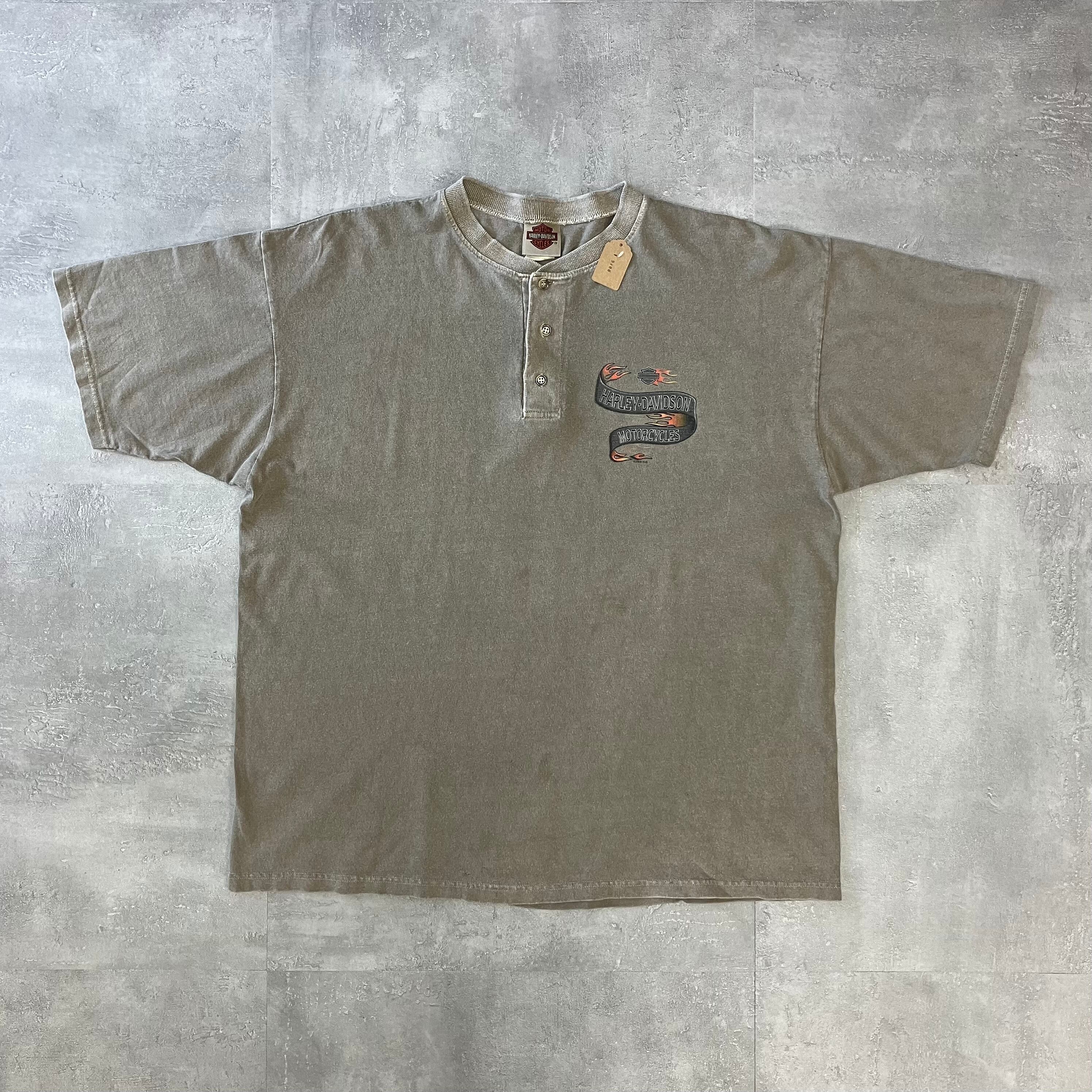 Harley-Davidson ハーレーダビッドソン 00s ヘンリーネックTee 両面プリント XL No.2119