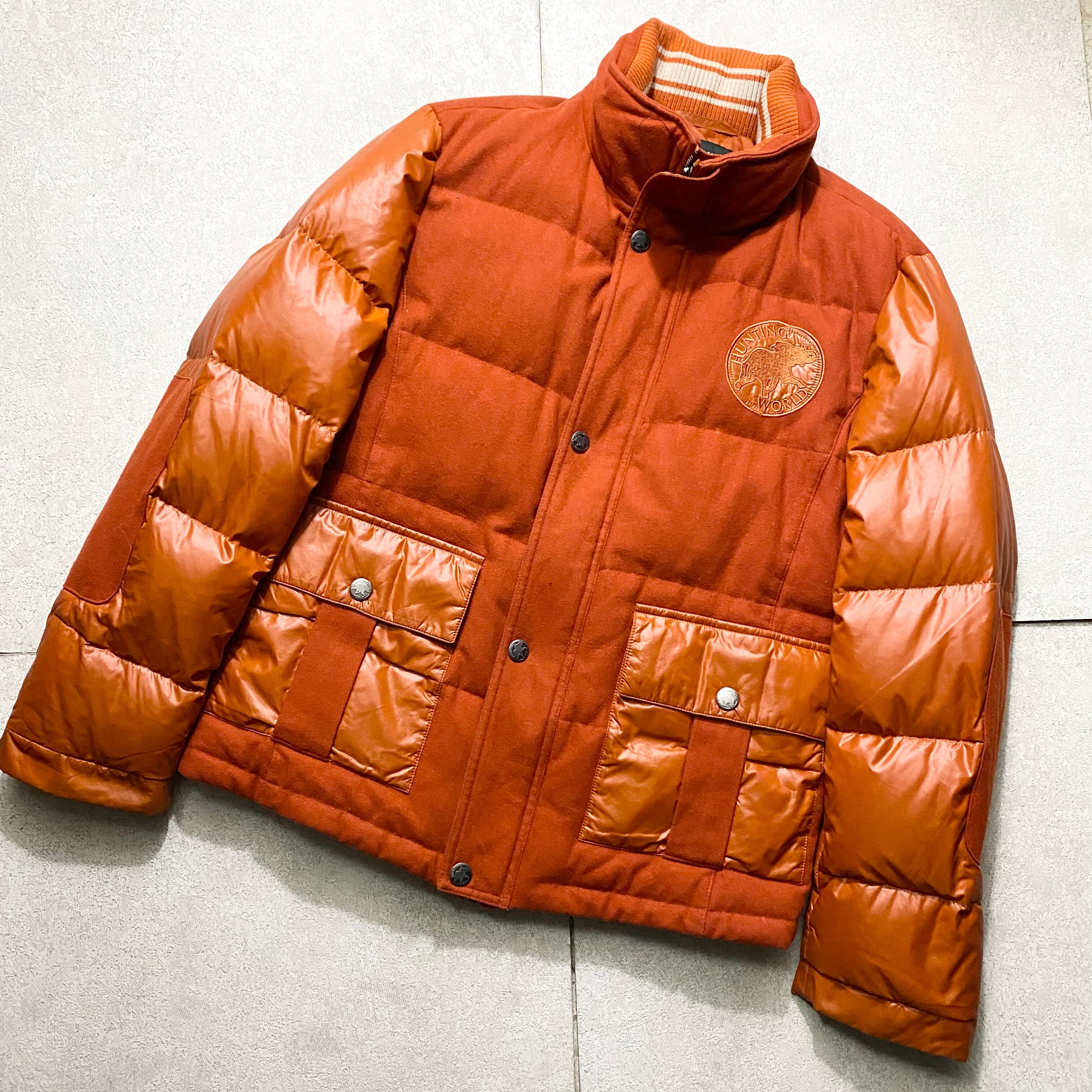 HUNTING WORLD orange color wool × nylon down jacket | NOIR ONLINE