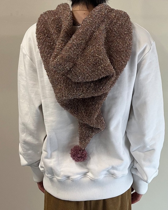 【26/AW Oscar Ouyang】White/Pink knit sparkly sleeping hat hoodie
