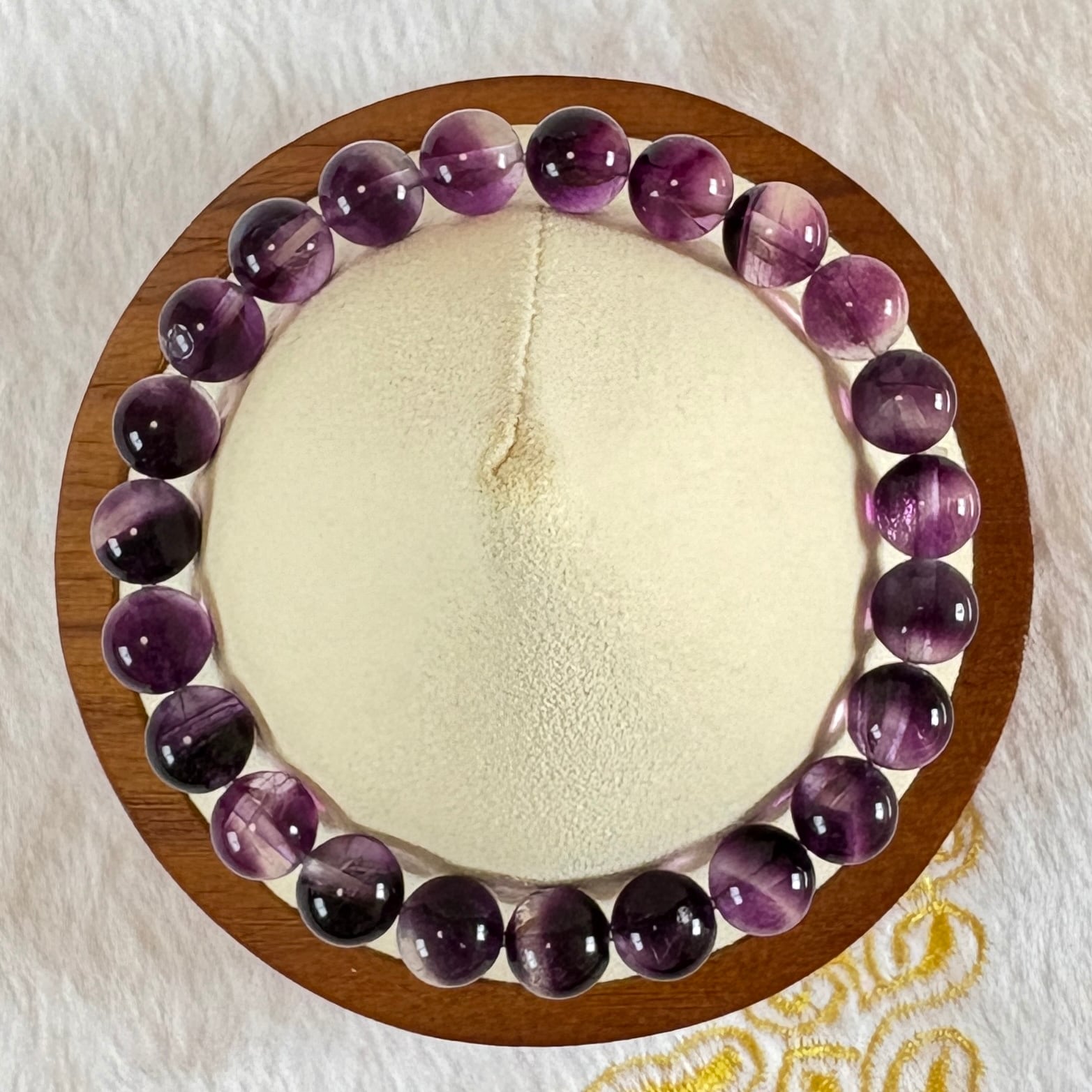 フローライト バイカラー （ディープパープル）ブラジル産 8㎜珠、内周