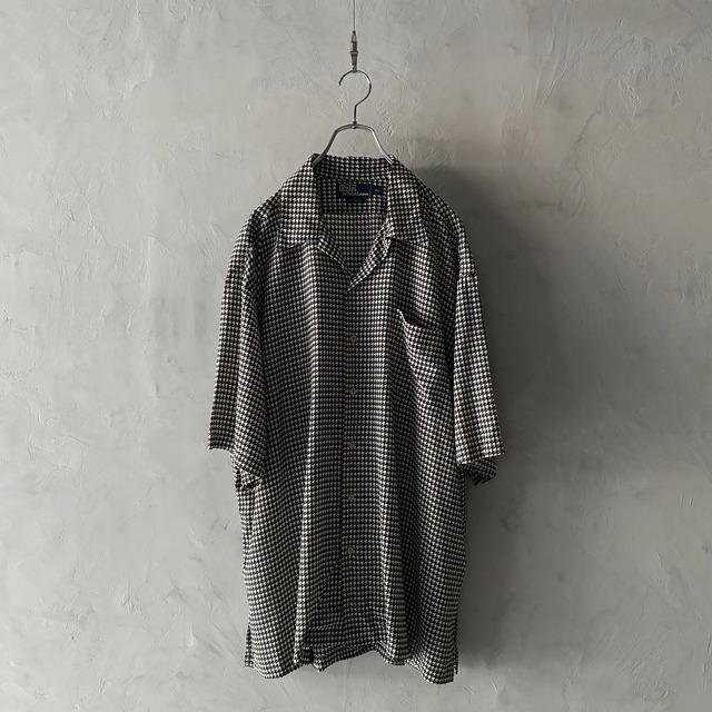 -Polo by Ralph Lauren- houndstooth check open collar rayon shirt