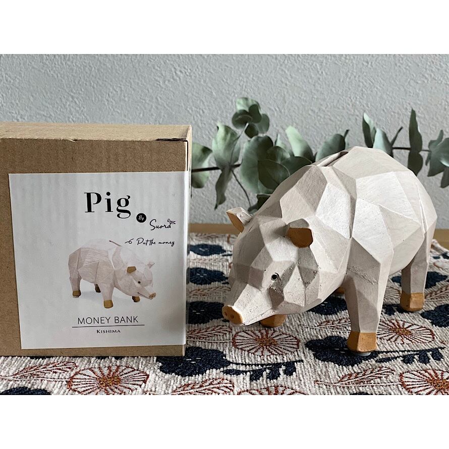 大きい豚の貯金箱　Piggy bank 木彫り　インテリア　30〜40センチ素材木製