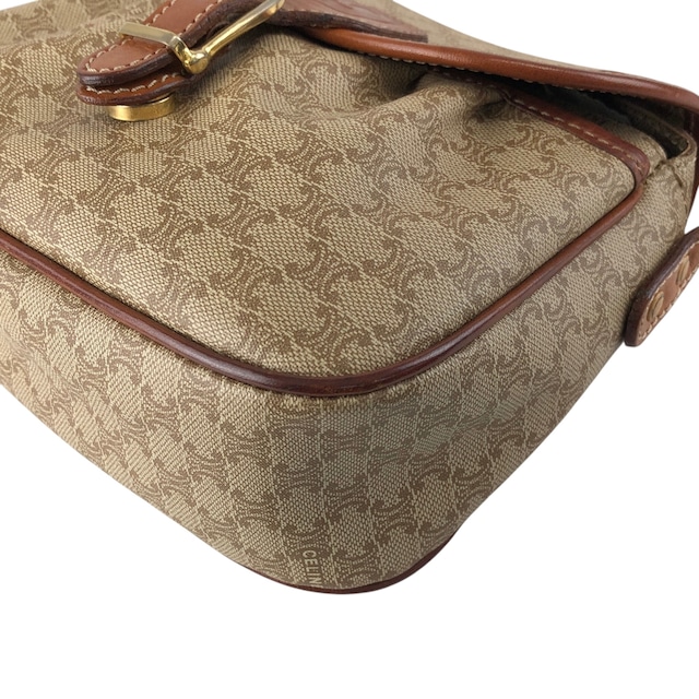 CELINE セリーヌ マカダム ショルダーバッグ ベージュ フロントバックル PVC vintage ヴィンテージ オールド hx87nm