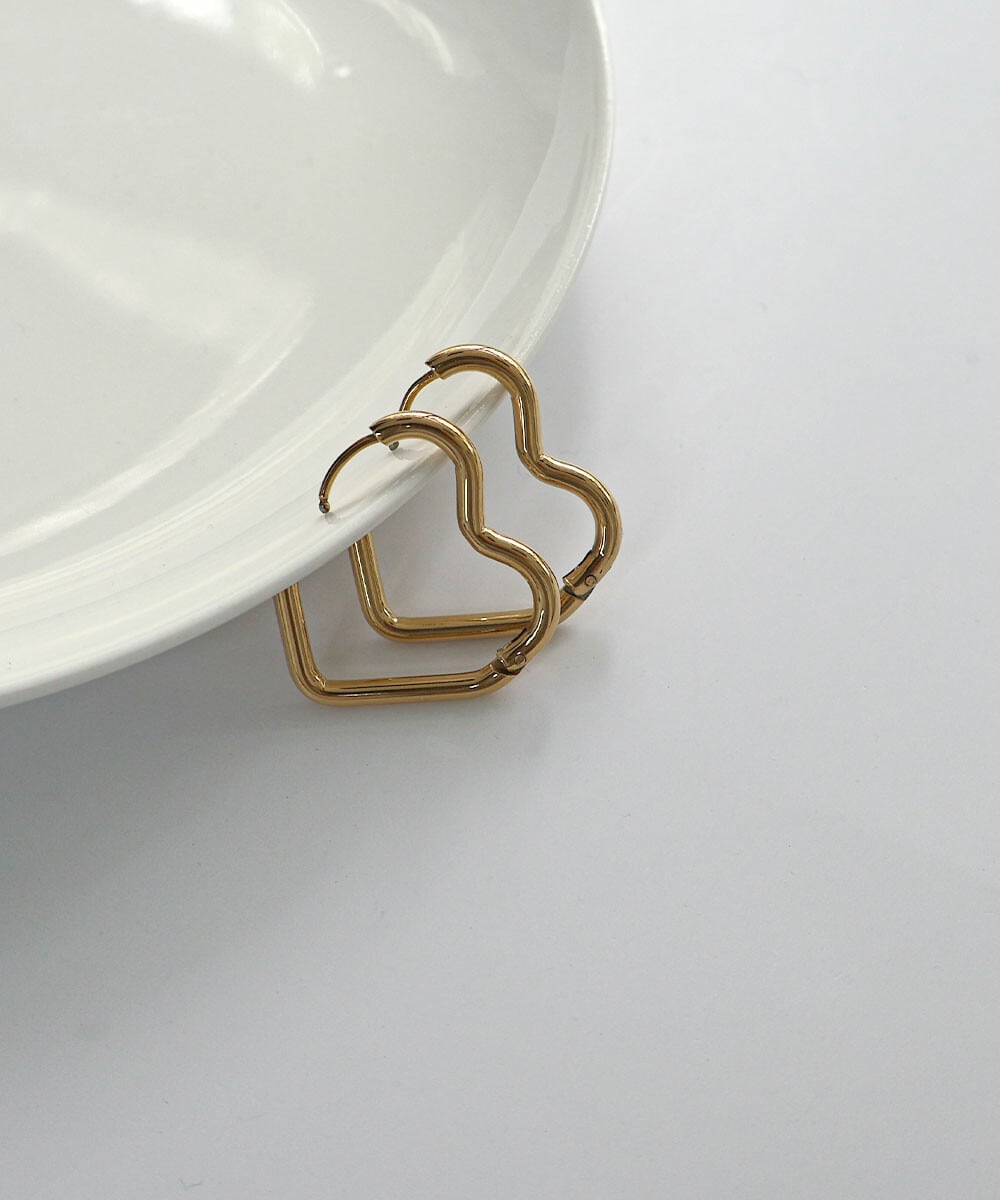 【SELECT】サージカルステンレス 316L ハート フープピアス / 金属アレルギー対応