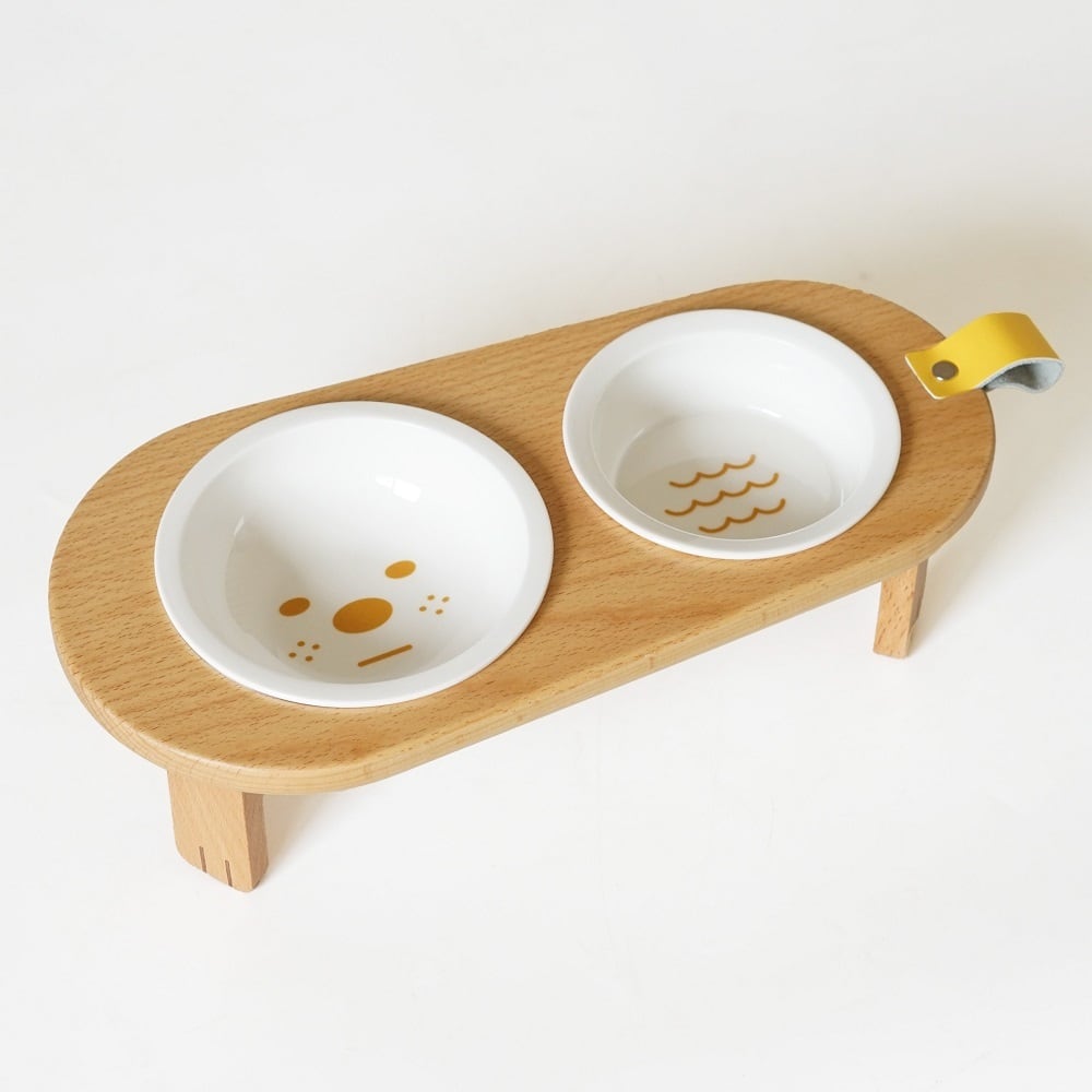 もぐもぐスタンド フードボウル 陶器 猫用 小型犬用 ご飯台 食事台