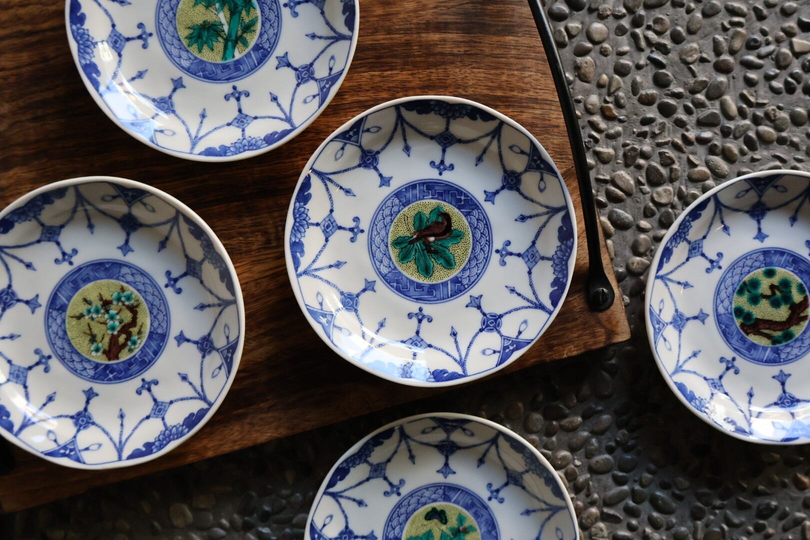 九谷焼 4.5号皿揃 吉田屋絵変り | うつわ通販 土岐陶器店 / ONLINE SHOP