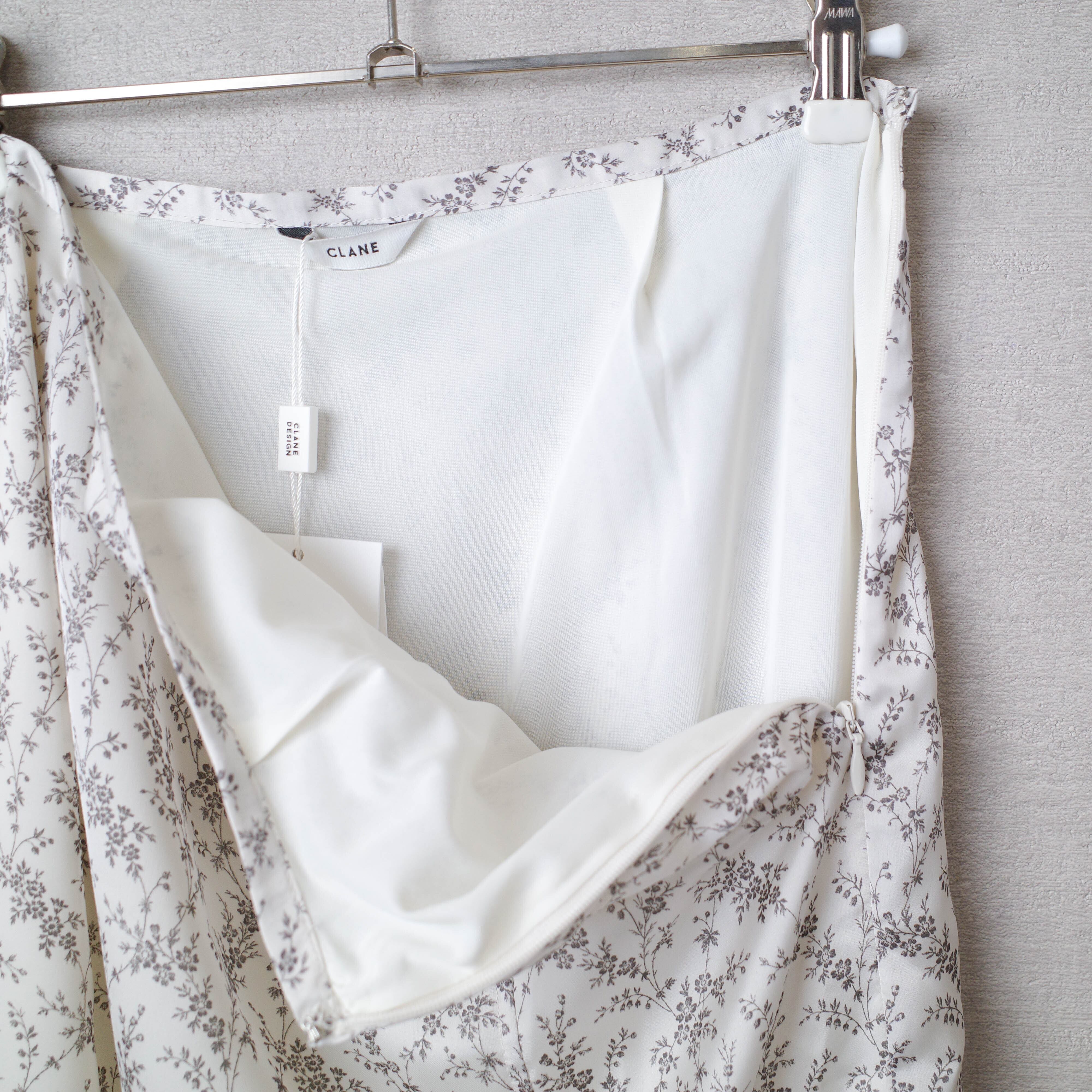 [NEW] CLANE	FLOWER FRILL SKIRT 16109-6001 WHITE