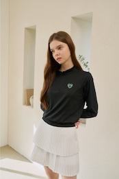 GOXO ゴーエックスオー グリーンハートモックネックロングスリーブ ブラック