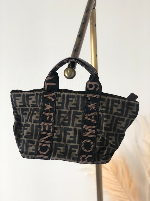 FENDI フェンディ ズッカ ロゴ キャンバス ハンドバッグ ブラウン vintage ヴィンテージ オールド 5w6xhh