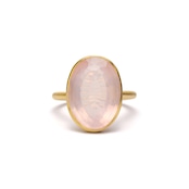 S925 SINGLE STONE MATT RING -ROSE QUARTZ- 03