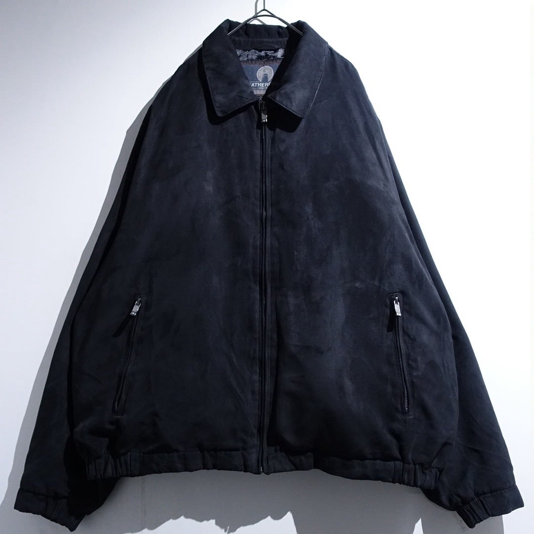 90s "WEATHERPROOF" Black Faux Suede Swing Top Blouson
