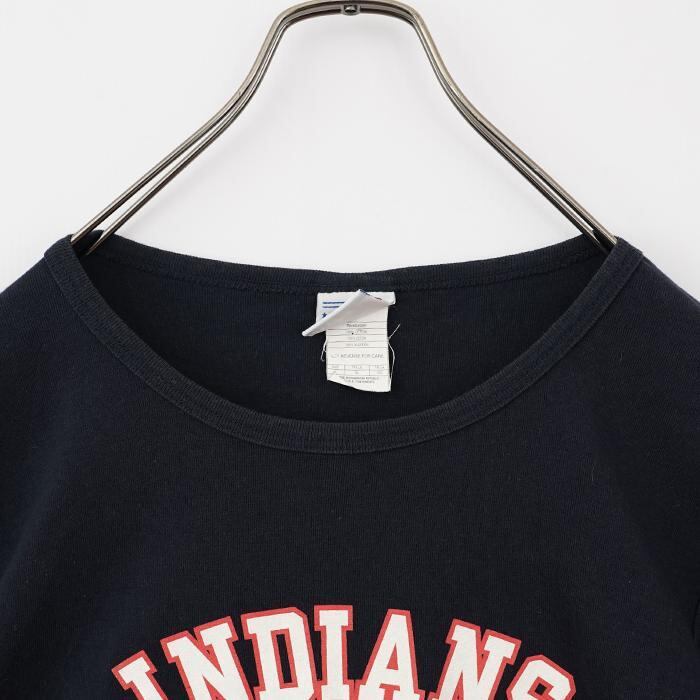 00s MLB インディアンス アーチロプリントTシャツ キャラT XL 紺