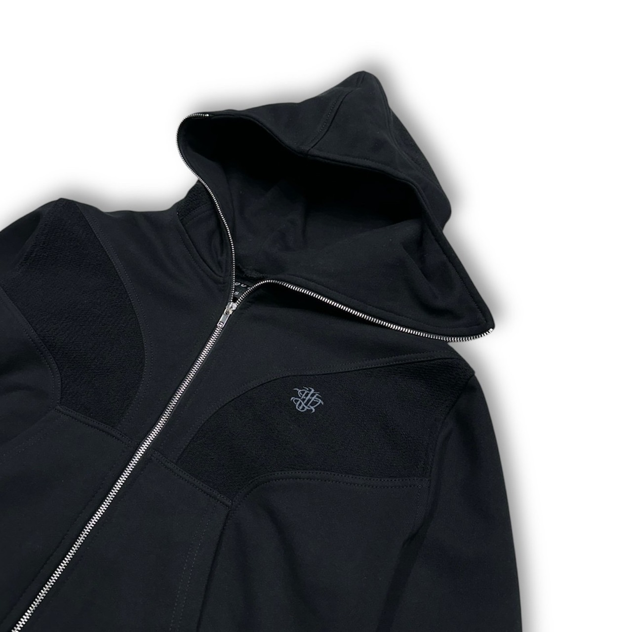 GROUTURE / zip mask hoodie black