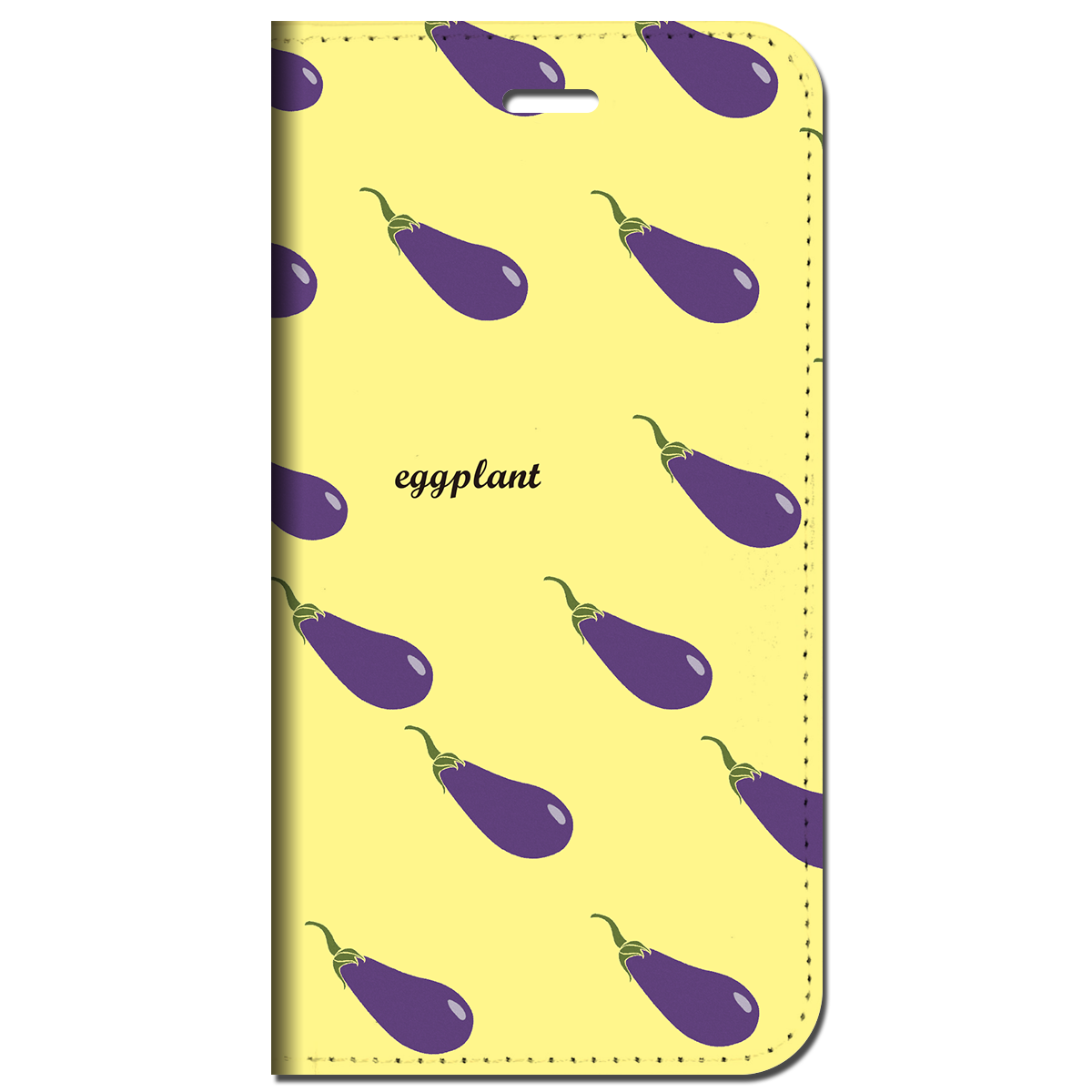 iPhone対応 スマホ 手帳型ケース ナスいっぱい ポップ フルーツ デザート 【iPhone17 / iPhone16 / iPhone16e / iPhoneSE 他 iPhone各機種対応】 st48