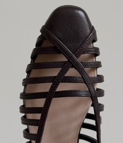 本革フラット編み込み透かし彫りローマンシューズ