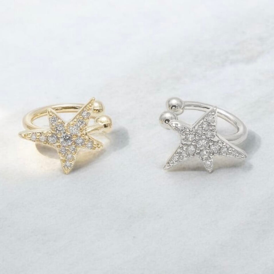 極美品✨ バーバリー イヤーカフ TBロゴ ラインストーン ユニセックス 箱付き スターイヤーカフ（ ゴールド / シルバー） | THE HANY 公式オンライン