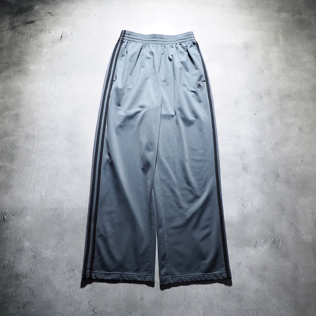 2000s ” adidas ” Mat gray color wide silhouette track pants