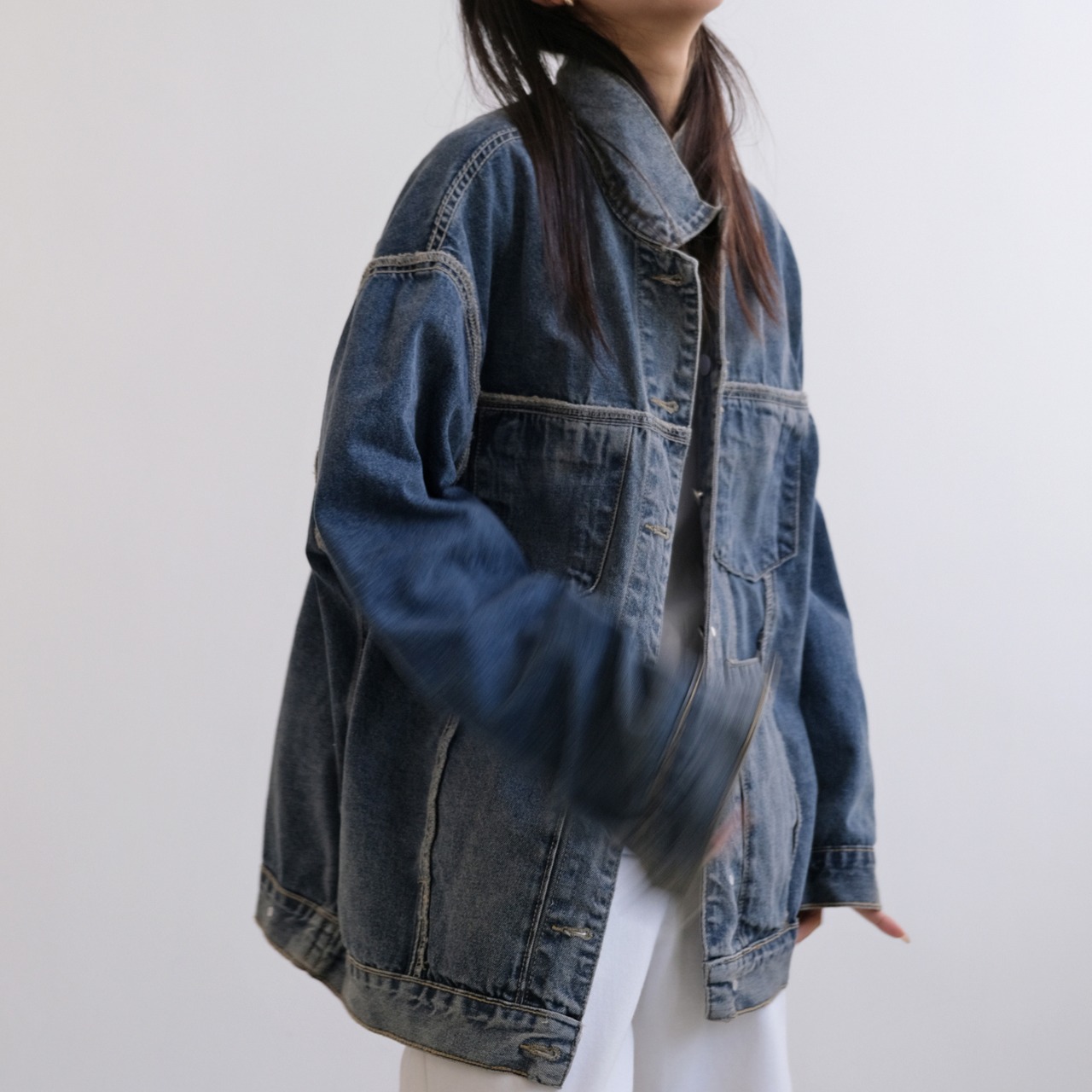 reversible Oversized Denim Jacket T3603