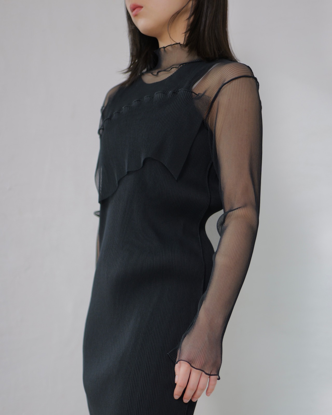 kotoha yokozawa - GHOST TODO Dress Longsleeve Highneck +Inner ：Black｜透けるチュール／インナーセット／サイズで印象が変わる