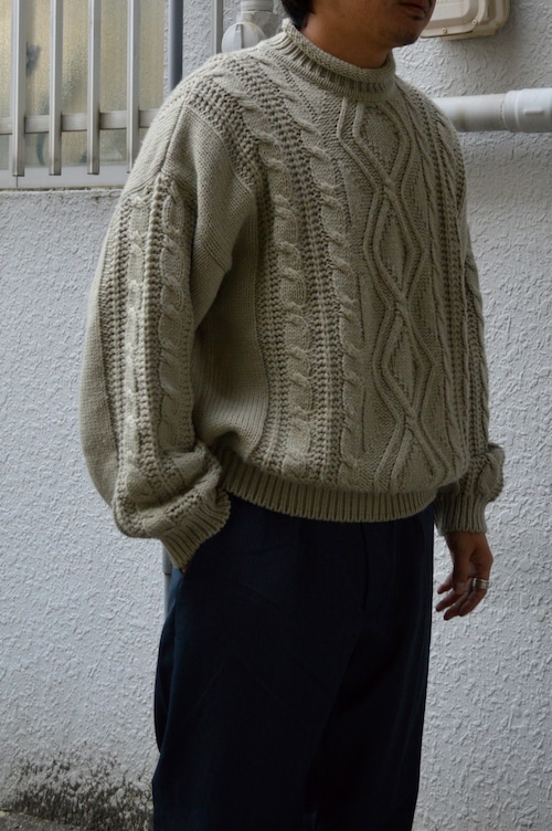 JOHN LEMON 80s-90s Old High Neck Cable Knit Made in Italy オールドニット ボトルネック イタリア製
