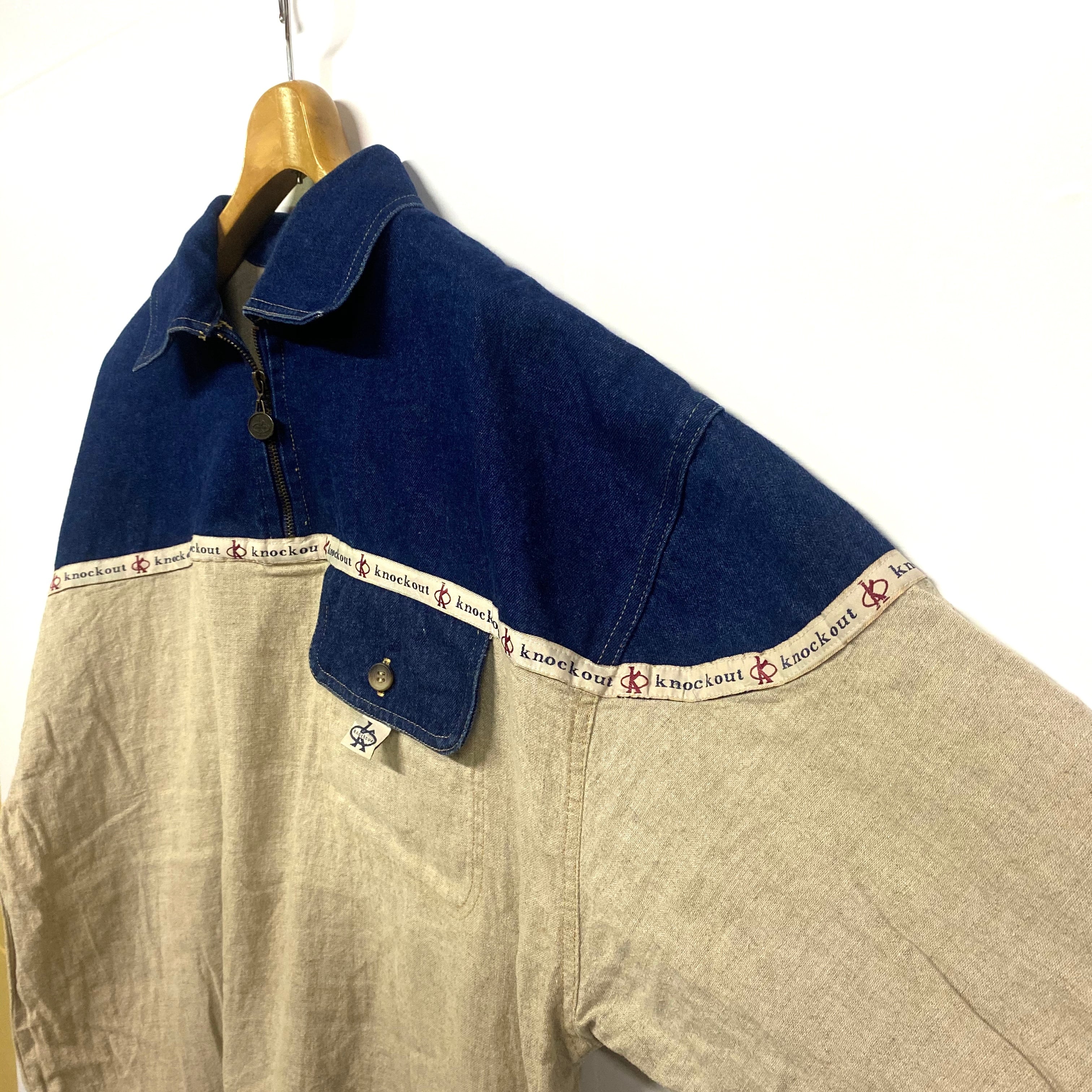 90年代 knockout jeans デニム×リネン プルオーバーシャツ メンズL ...