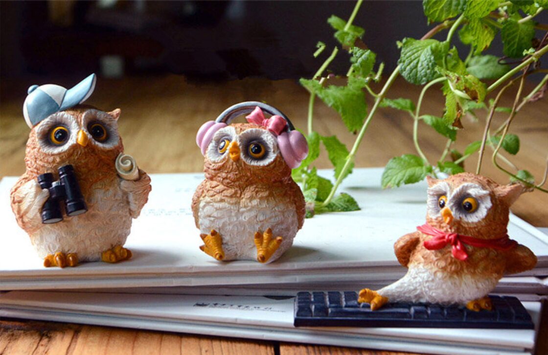 梟 オブジェセット 新品】 YUYAKESHI ふくろう 置物 マスコット