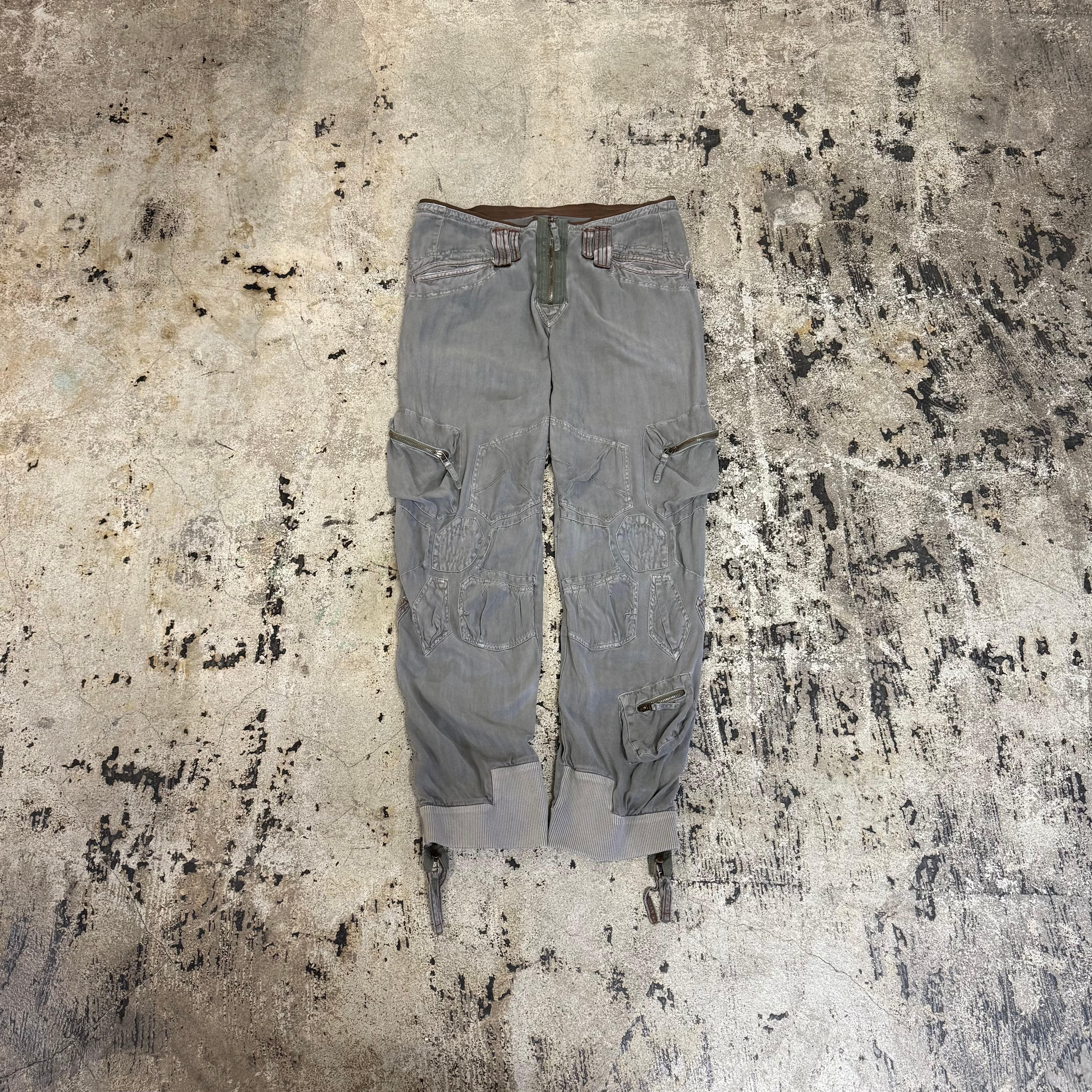 00s MARITHE + FRANCOIS GIRBAUD MULTI POCKET 3D SILK CARGO PANTS