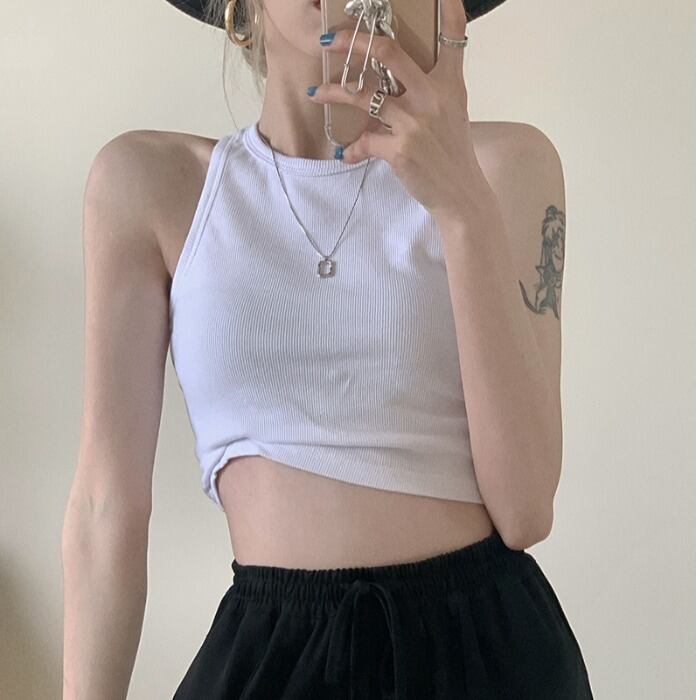 スリムショートサマーノースリーブ 夏物 モンロー348777913