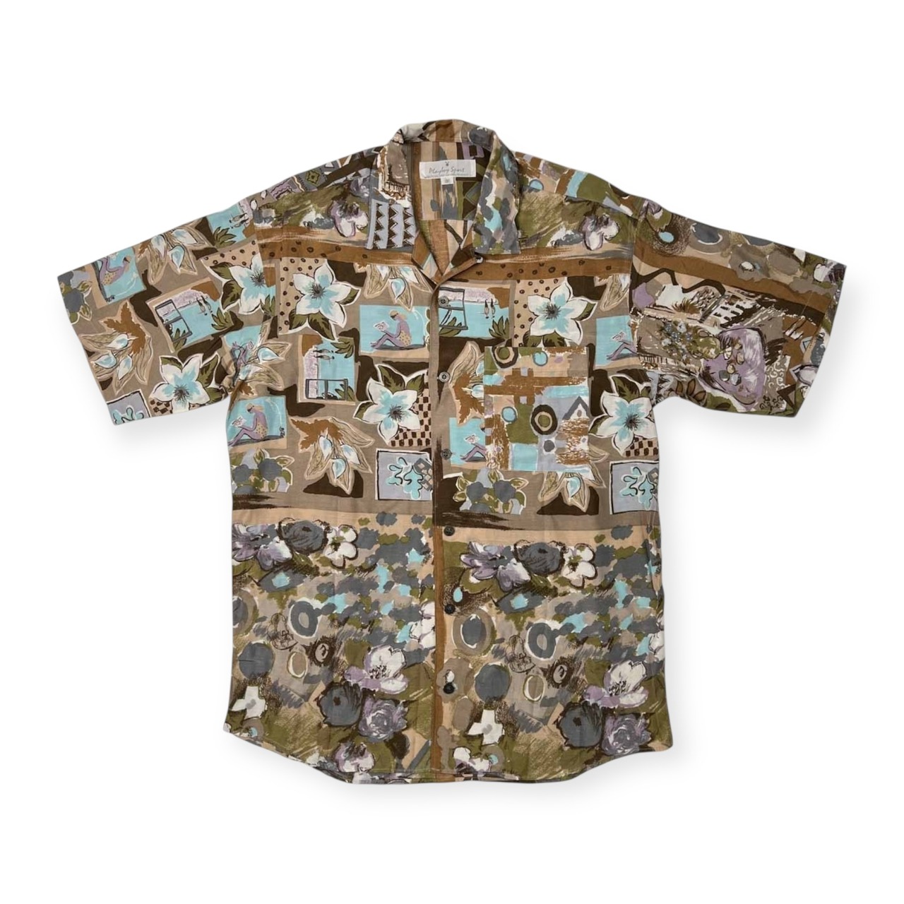 OLD PLAY BOY オールド プレイボーイ 開襟 オープンカラー レーヨン 半袖シャツ アロハシャツ サイズ 4 /ビンテージ