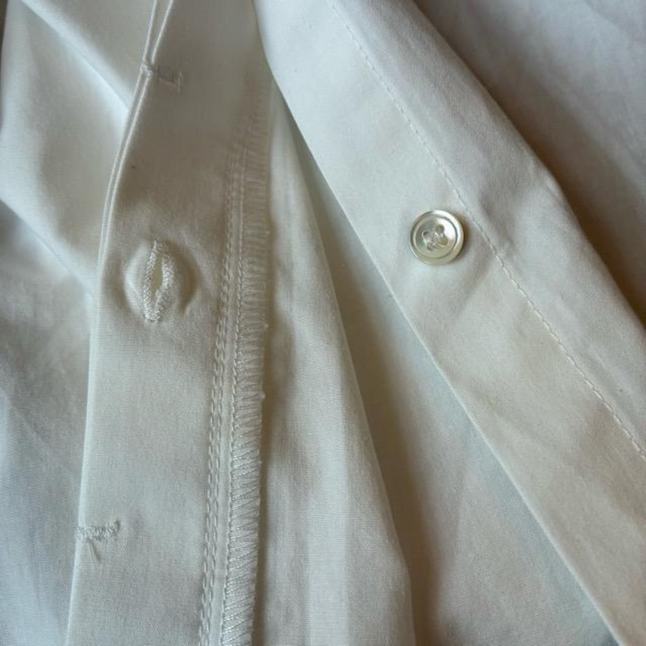 ICHI Cotton Pintuck Shirt Dress in White and White, Women's, Long Sleeve, Open Front, Perfect for Layering