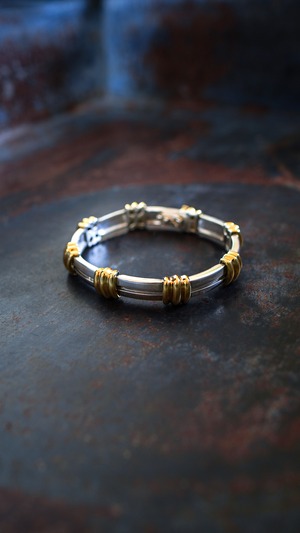 【1995】TIFFANY&Co. ティファニー アトラス グルーヴ コンビ ブレスレット 《シルバー925 K18 イエロー ゴールド ヴィンテージ オールド メンズ》