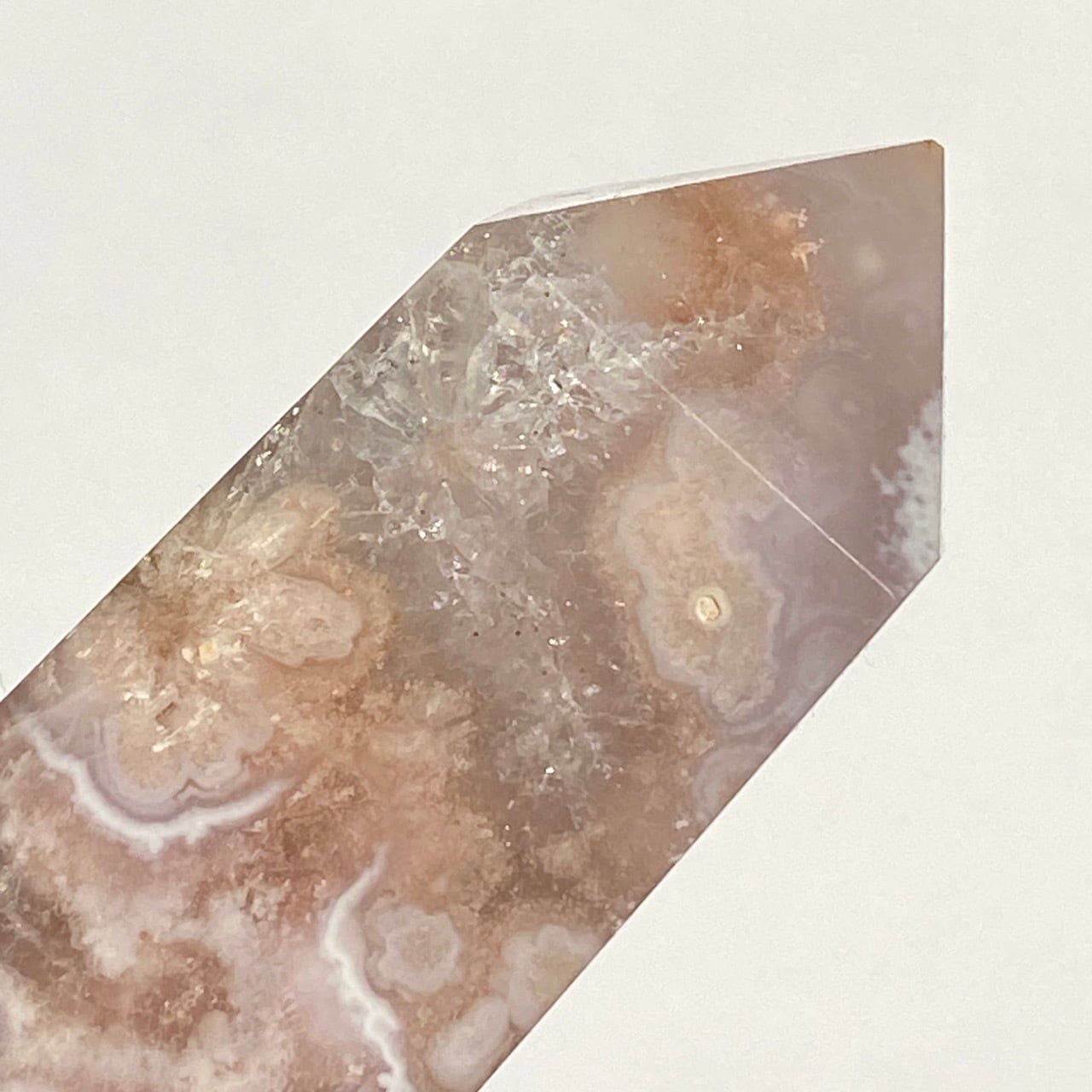 フラワーアゲート x ピンクアメジストのポイント Flower Agate x Pink