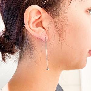 Old 925 Silver Chain Ball Dangle Pirced Earrings Made In Euro