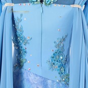 【社交ダンス衣装】ブルー leirena レイリーナ ワンピース ドレス フリル 水色 フロート 花柄 上品 綺麗 かわいい 青 長袖