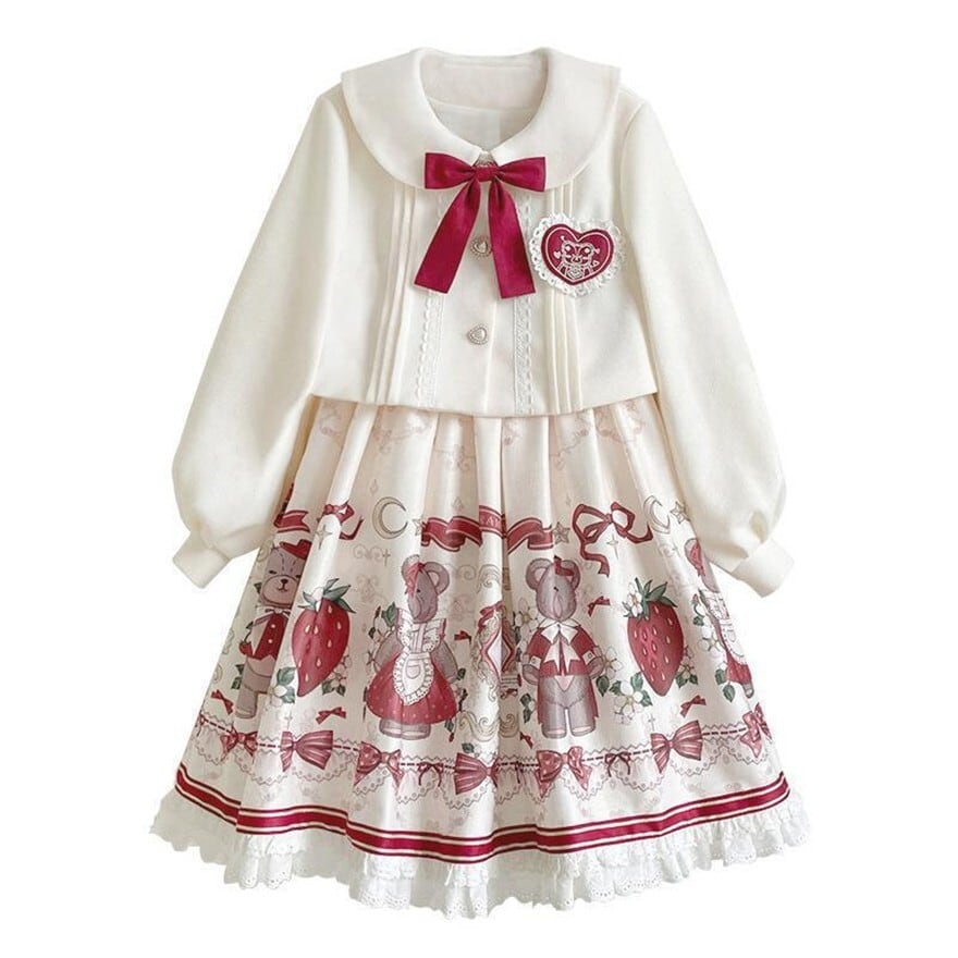 スイートロリィタ セットアップ くまちゃん イチゴ プリント柄