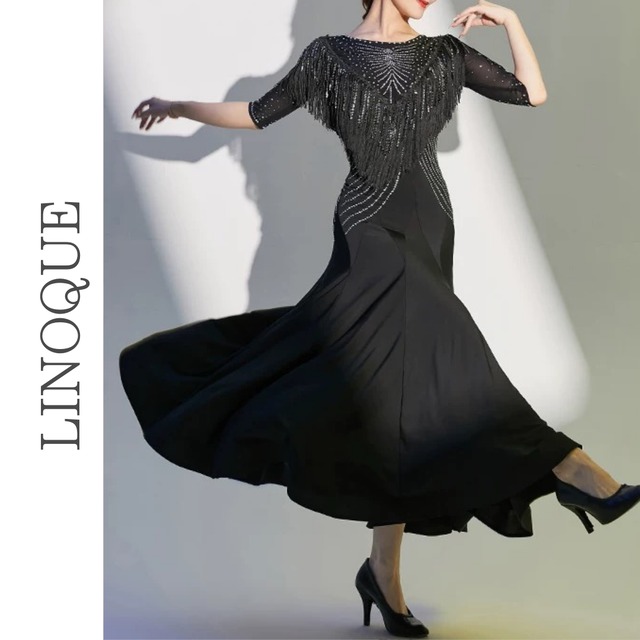 ビジューフリンジデザインロングドレス 2color 【L00108】