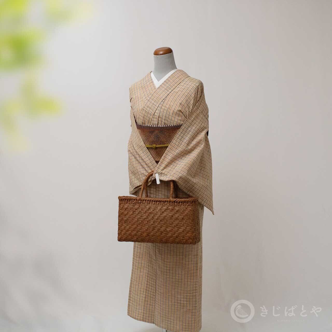 正絹紬 格子の単衣 | きじばとや